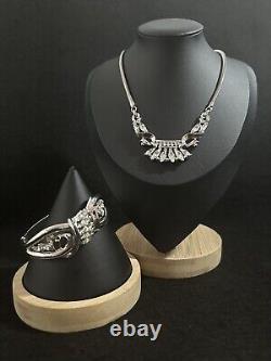 TRIFARI Coronet Set Navette SILVER Alfred Philippe PAT PEND Demi-Parure Book