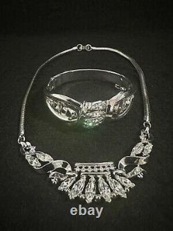 TRIFARI Coronet Set Navette SILVER Alfred Philippe PAT PEND Demi-Parure Book