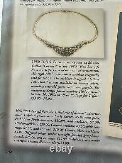 TRIFARI Coronet Set Navette SILVER Alfred Philippe PAT PEND Demi-Parure Book