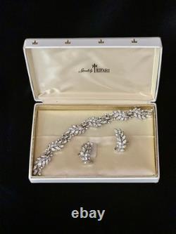 TRIFARI Crescendo Set Earrings Bracelet Rhodium Rhinestones A. Philippe withBox