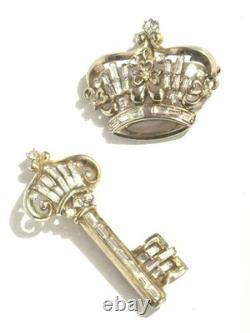 TRIFARI Crown & Key Gold-Trifanium Alfred Philippe 1950 Rhinestones PAT PEND