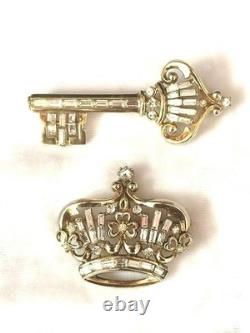 TRIFARI Crown & Key Gold-Trifanium Alfred Philippe 1950 Rhinestones PAT PEND