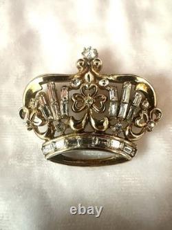 TRIFARI Crown & Key Gold-Trifanium Alfred Philippe 1950 Rhinestones PAT PEND