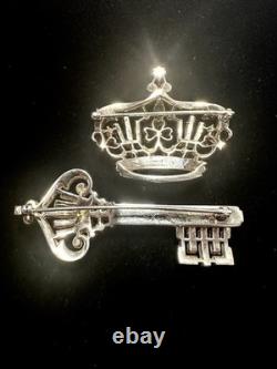TRIFARI Crown & Key Gold-Trifanium Alfred Philippe 1950 Rhinestones PAT PEND