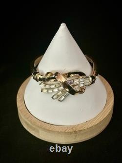 TRIFARI Crystal Baguette Fan Set 1953 Gold Ribbon Alfred Philippe PAT PEND Box