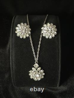 TRIFARI Crystal Flower Set Alfred Philippe Rhodium Marquise Flower Crown withBOX