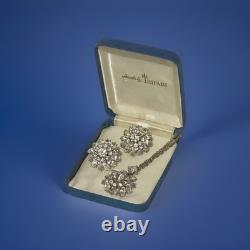 TRIFARI Crystal Flower Set Alfred Philippe Rhodium Marquise Flower Crown withBOX
