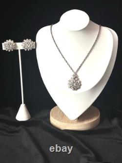 TRIFARI Crystal Flower Set Alfred Philippe Rhodium Marquise Flower Crown withBOX