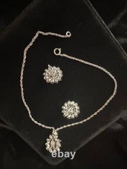 TRIFARI Crystal Flower Set Alfred Philippe Rhodium Marquise Flower Crown withBOX