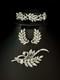 TRIFARI Crystal Marquise Rhinestones Rhodium Leaf Parure Alfred Philippe PAT PEN