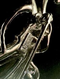 TRIFARI Crystal Marquise Rhinestones Rhodium Leaf Parure Alfred Philippe PAT PEN