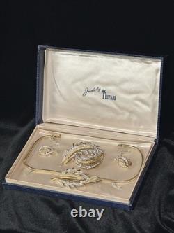 TRIFARI Crystal-Pave' Leaf Set Alfred Philippe Trifanium Earrings Brooches