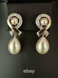 TRIFARI Crystal Pave Pearls Gold Dangle Leaf Grapes Alfred Philippe PAT PEND Box