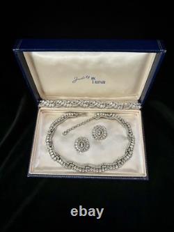 TRIFARI Crystal Pave Waves Oval Rhinestone Diamanté Parure Alfred Philippe Box