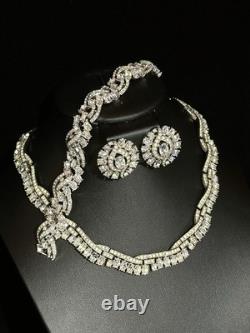 TRIFARI Crystal Pave Waves Oval Rhinestone Diamanté Parure Alfred Philippe Box