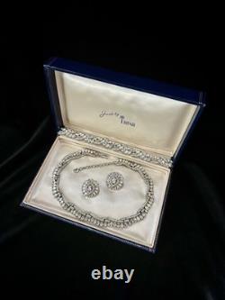 TRIFARI Crystal Pave Waves Oval Rhinestone Diamanté Parure Alfred Philippe Box