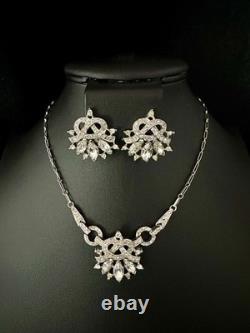 TRIFARI Crystal Ribbon Set 1948 Rhodium Rhinestones Alfred Philippe PAT PEND Box