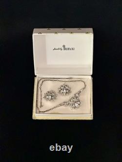 TRIFARI Crystal Ribbon Set 1948 Rhodium Rhinestones Alfred Philippe PAT PEND Box