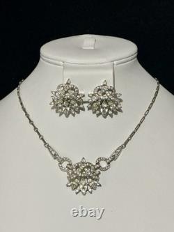 TRIFARI Crystal Ribbon Set 1948 Rhodium Rhinestones Alfred Philippe PAT PEND Box