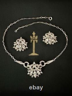 TRIFARI Crystal Ribbon Set 1948 Rhodium Rhinestones Alfred Philippe PAT PEND Box