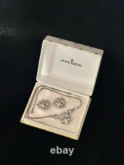 TRIFARI Crystal Ribbon Set 1948 Rhodium Rhinestones Alfred Philippe PAT PEND Box