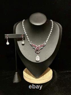 TRIFARI Crystal & Ruby-Red Parure 1952 Earrings Necklace Dangle Alfred Philippe