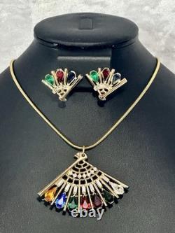 TRIFARI DEAREST Fan Set Alfred Philippe Pear Teardrop Gold-Tone PAT PEND withBox