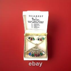 TRIFARI DEAREST Fan Set Alfred Philippe Pear Teardrop Gold-Tone PAT PEND withBox