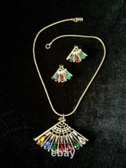 TRIFARI DEAREST Fan Set Alfred Philippe Pear Teardrop Gold-Tone PAT PEND withBox