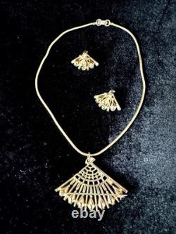 TRIFARI DEAREST Fan Set Alfred Philippe Pear Teardrop Gold-Tone PAT PEND withBox