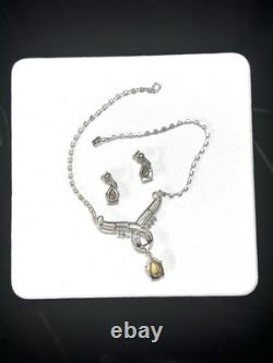 TRIFARI Dangle Pear Demi-Parure Earrings Necklace Alfred Philippe PAT PEND 1952