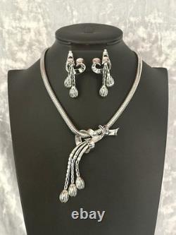 TRIFARI Dangle Tassel Set 1950 Rhodium Alfred Philippe Snake Chain PAT PEND