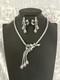 TRIFARI Dangle Tassel Set 1950 Rhodium Alfred Philippe Snake Chain PAT PEND