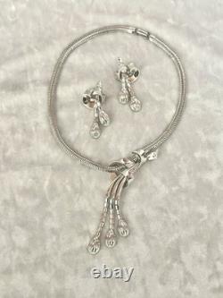 TRIFARI Dangle Tassel Set 1950 Rhodium Alfred Philippe Snake Chain PAT PEND