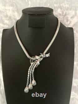 TRIFARI Dangle Tassel Set 1950 Rhodium Alfred Philippe Snake Chain PAT PEND