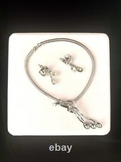 TRIFARI Dangle Tassel Set 1950 Rhodium Alfred Philippe Snake Chain PAT PEND