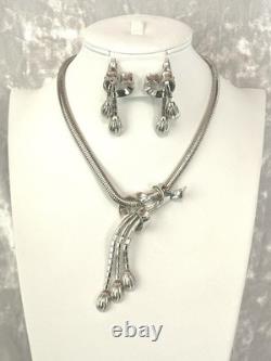 TRIFARI Dangle Tassel Set Rhodium Alfred Philippe Snake Chain PAT PEND 1950