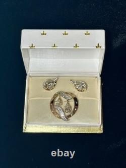 TRIFARI Day and Night Set 1954 Earrings Brooch Spangle Alfred Philippe withBox