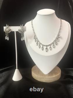 TRIFARI Diamanté Dangle Parure Alfred Philippe Navette Silver-Trifanium PAT PEND