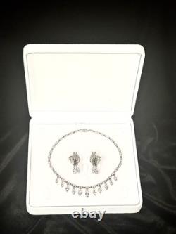 TRIFARI Diamanté Dangle Parure Alfred Philippe Navette Silver-Trifanium PAT PEND