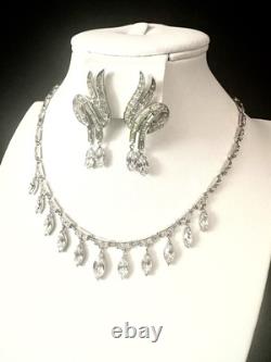 TRIFARI Diamanté Dangle Parure Alfred Philippe Navette Silver-Trifanium PAT PEND