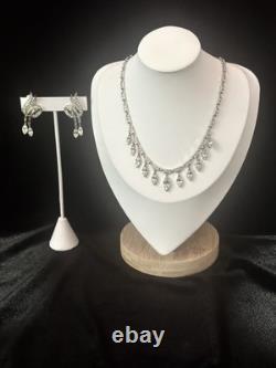 TRIFARI Diamanté Dangle Parure Alfred Philippe Navette Silver-Trifanium PAT PEND