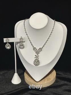 TRIFARI Diamanté Demi-Parure Alfred Philippe Halo Pear Rhinestones PAT PEND 1952