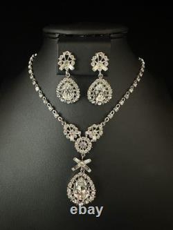 TRIFARI Diamanté Demi-Parure Alfred Philippe Halo Pear Rhinestones PAT PEND 1952