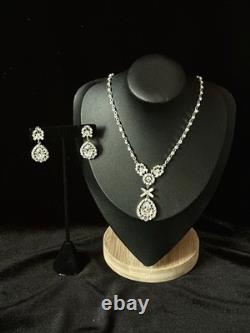 TRIFARI Diamanté Demi-Parure Alfred Philippe Halo Pear Rhinestones PAT PEND 1952