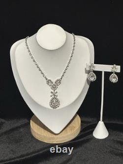 TRIFARI Diamanté Demi-Parure Alfred Philippe Halo Pear Rhinestones PAT PEND 1952