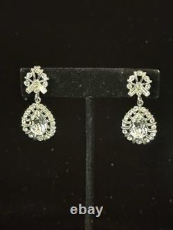 TRIFARI Diamanté Demi-Parure Alfred Philippe Halo Pear Rhinestones PAT PEND 1952