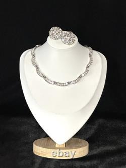 TRIFARI Diamanté Parure Rhodium Emerald-Cut-Crystal Rhinestones Alfred Philippe