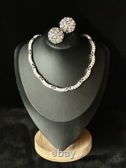 TRIFARI Diamanté Parure Rhodium Emerald-Cut-Crystal Rhinestones Alfred Philippe