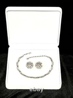 TRIFARI Diamanté Parure Rhodium Emerald-Cut-Crystal Rhinestones Alfred Philippe